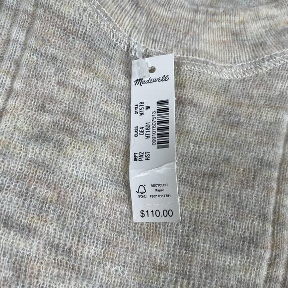 NWT Madewell Women's Medium Ribbed Crewneck Alpaca Sweater Heathered Brown Crew - Picture 7 of 11